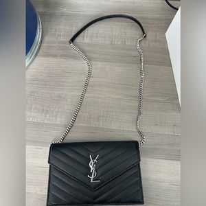 Brand new YSL clutch on chain in black